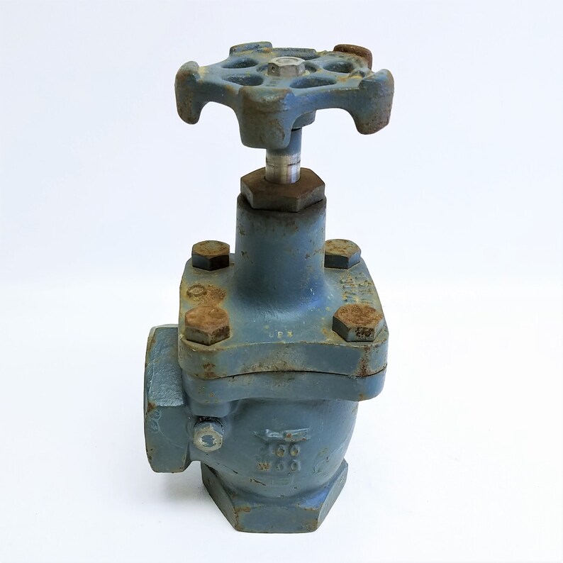 Industrial Water Main Shutoff Valve Set of Two Large Blue Industrial