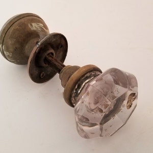 Antique Brass & Cut Glass Door Knob Set