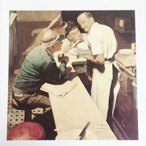 Norman Rockwell - Norman Rockwell Print - Poster of Norman Rockwell Print - War News -1945 - Threat of War - Dinner Gathering and News