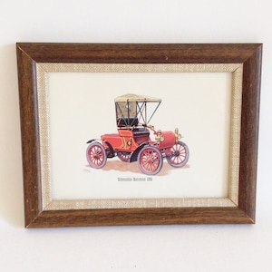 Picture - Vintage Reproduction Oldsmobile Runabout 1901 Picture - 1970&#39;s Turn of the Century Revival Decor - Old 1901 Oldsmobile Picture
