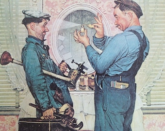 Norman Rockwell &quot;The Plumbers&quot; Print - 1951 Book Page