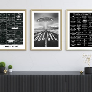 3 For 2 UFO Art Print A3 A4 Aliens ETs Space Ship Bob Lazar Pentagon Flying Saucer Disc X Files UAP Area 51 Sci-Fi Abduction Highway Believe