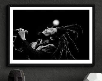 Bob Marley Live In Switzerland A3 A4 Matte Art Print. Vintage Black And White Photograph Of The Reggae Legend Bob Marley And The Wailers