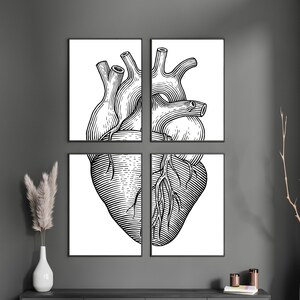 Heart Sketch Quadriptych Art Prints: Scandinavian Minimalism