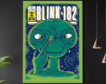 Blink-182 Gig Poster Print | A3 A4 Matte Art | One More Time Tour | Vintage Rock Band Wall Art | Tom DeLonge Travis Barker Mark Hoppus