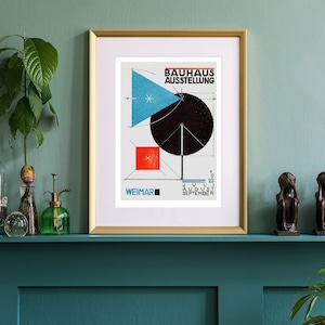 Bauhaus Weimar 1923 A3 A4 Stampa artistica opaca. Riproduzione di poster della mostra d'epoca. Poster pubblicitario in stile Pop-Art con geometria astratta.