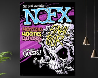 NOFX Final Tour REPRODUCTION Gig Poster Matte A3 A4 Art Print. Geneva Punk In Drublic. Vintage Classic Punk Rock Metal Concert Art. Fat Mike