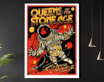 QOTSA REPRODUCTION Gig Poster Matte A3 A4 Art Print. Queens Of The Stone Age. Vintage Rock Metal Concert. Manchester 2023. Astronaut