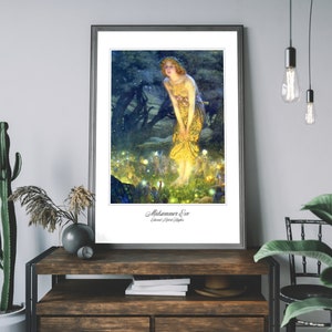 Art Print Midsummer Eve by Edward Robert Hughes. Fairies Elves Magic. Pre Raphaelite High Resolution Poster Home Decor Gift