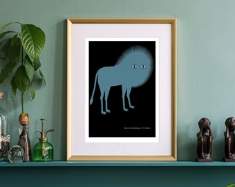 Sálvame por favor, estoy aquí A3 A4 Matte Art Print. Artista japonés Kazumasa Nagai. 1993. Afiche Publicitario Abstracto Estilo Pop-Art. Zoológico de UENO