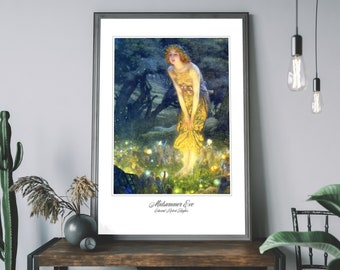 Art Print Midsummer Eve by Edward Robert Hughes. Fairies Elves Magic. Pre Raphaelite High Resolution Poster Home Decor Gift