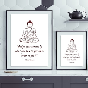 Cita inspiradora de Dalai Lama Lámina A3 A4 Oración budista diciendo Religión Meditación espiritual Decoración para el hogar