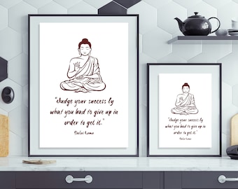 Stampa artistica con citazione del Dalai Lama: decorazione spirituale buddista per la casa