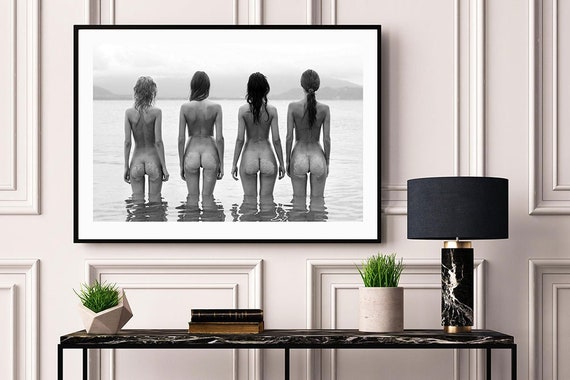 Vintage Fine Art Nude Couples - 4 Girls in the Sea Erotic Nude Black and White Photograph A3 - Etsy Israel