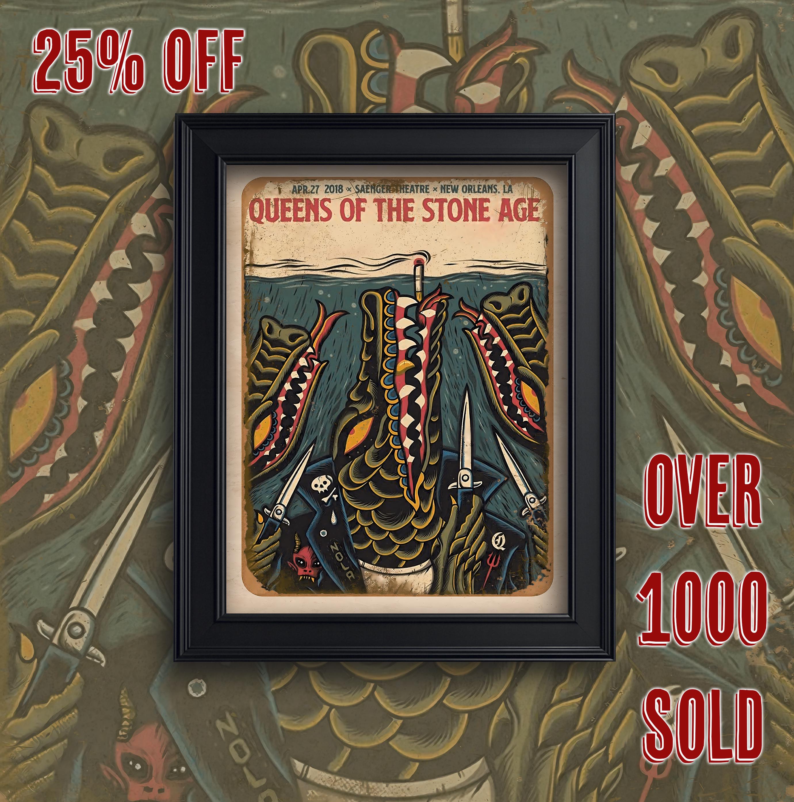 QOTSA REPRODUCTION Gig Poster Matte A3 A4 Art Print. Queens of the