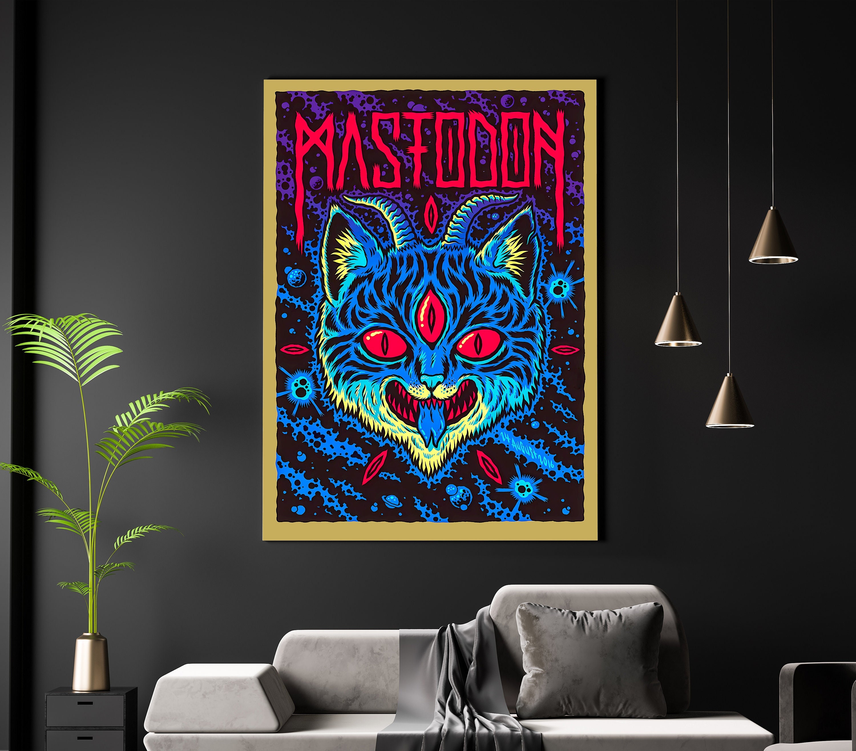 Mastodon Gig Poster Matte A3 A4 Art Print. Three Eyed Cat Vintage