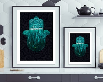 Hamsa Hand Surf A3 A4 Art Print. Buddhist Prayer Saying Religion Spiritual Meditation Home Decor