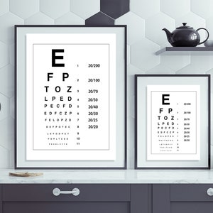 Poster Print Oogtest Visiekaart gezondheidscontrole VK. Mogelijk staar, troebel zicht en drijvers. Bril Bril Specs Lezers