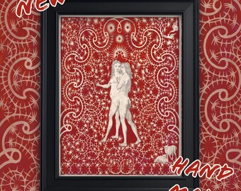 Adam and Eve A3 A4 Fine Art Print. Vintage Antique Christian Mythology Painting. Religious Imagery