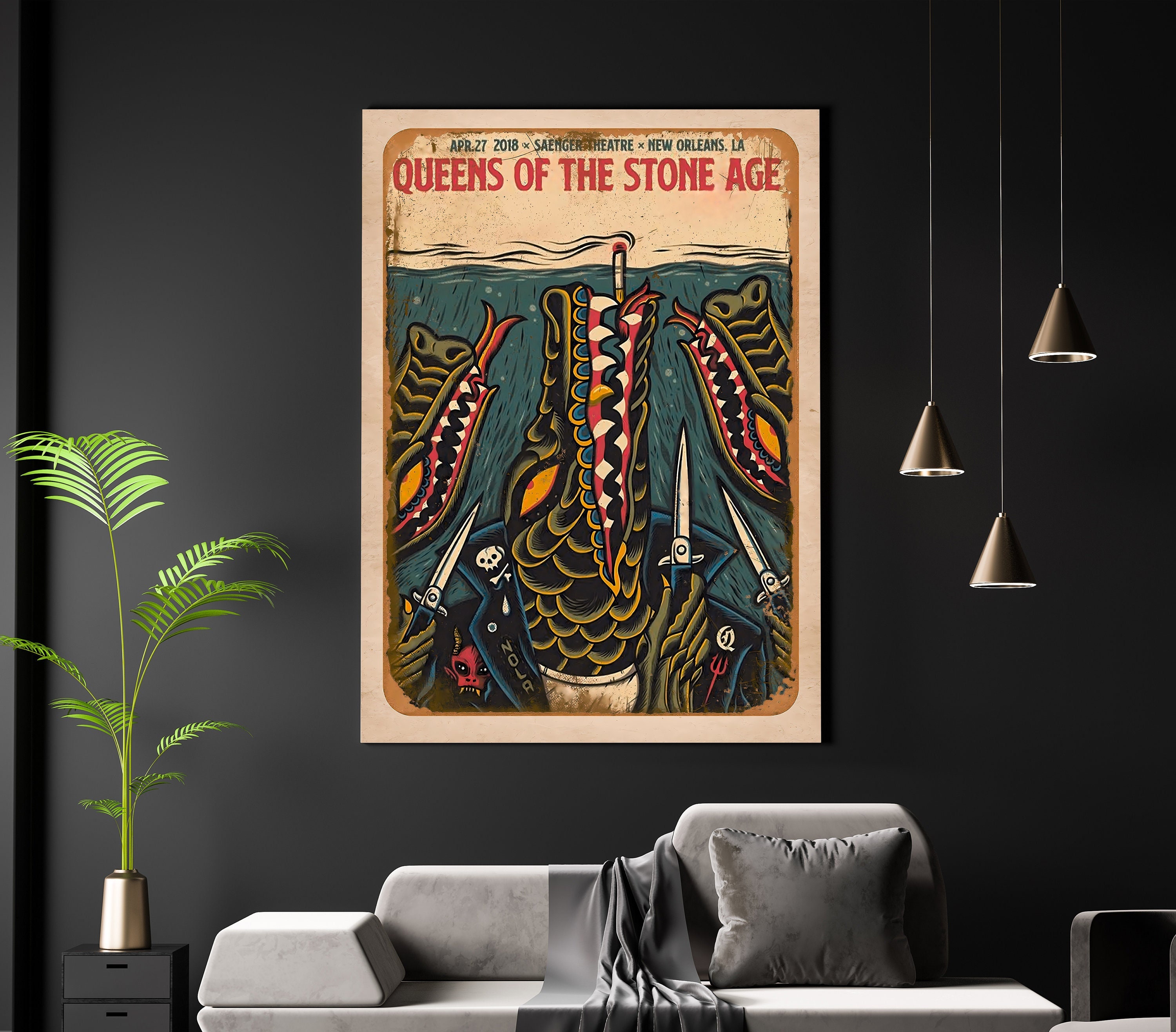 QOTSA REPRODUCTION Gig Poster Matte A3 A4 Art Print. Queens of the
