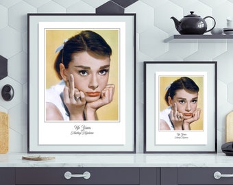 Audrey Hepburn Actress Up Yours! Rude Movie Film Poster print. Humour Laugh Funny Joke Female Gift Present.