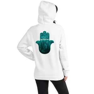 Hamsa Hand Surf Women&#39;s Hoodie. Buddhist Prayer Saying Religion Spiritual Meditation Waves Swell Surfer