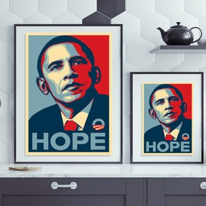 HOPE-Obama-Reproduktions-Poster. A3 A4 Fine Art Matte Print. Shepard Fairey's Iconic Hope Poster für die Kampagne von The Baracke. Frieden, Liebe und Hoffnung