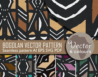 AFRICAN BOGOLAN vector Pattern   AI svg svgz pdf eps files 6 colours