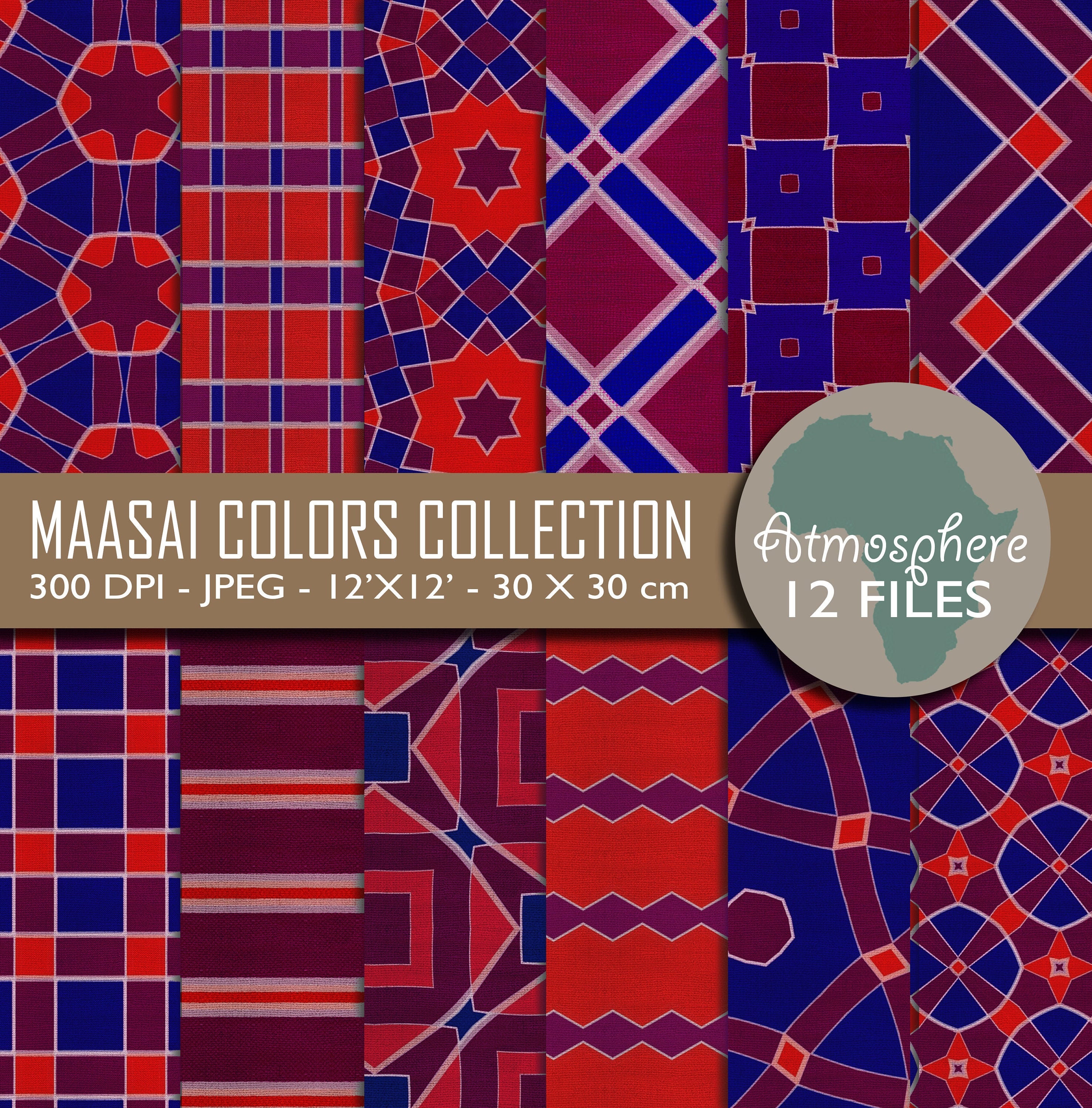 Maasai Colors Collection Digital African Patterns No Paper 