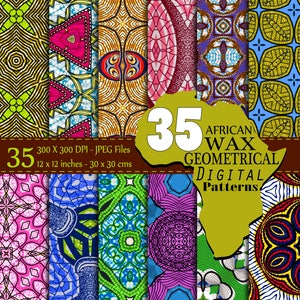AFRICAN Wax Patterns pack of 35 Africa -  digital paper scrapbook - printable