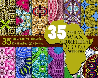 AFRICAN Wax Patterns pack of 35 Africa -  digital paper scrapbook - printable