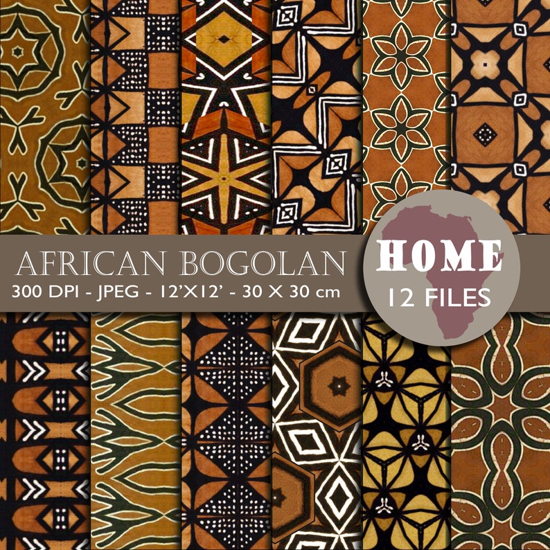 AFRICAN BOGOLAN Patterns Pack of 99 Files - Africa - Digital Paper ...