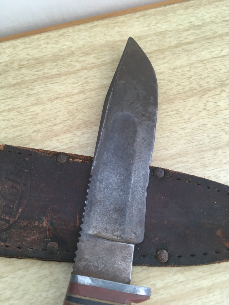 Vintage Kinfolks Saw Tooth Knife in Sheath Etsy
