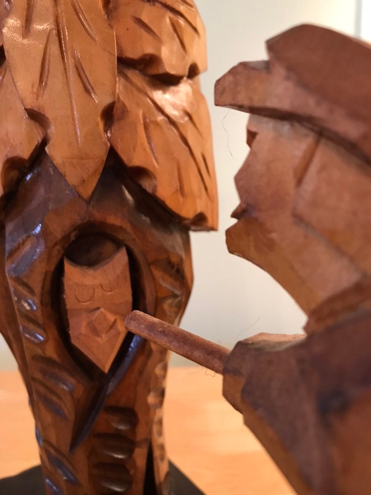 Vintage Quebec Wood Carving Hunter and Tree Match Holder Etsy Singapore