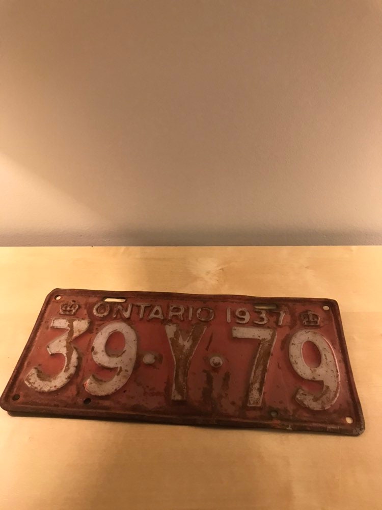 Vintage 1937 Ontario License Plate Etsy