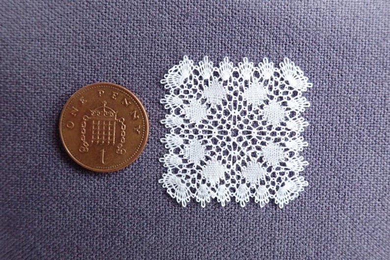 Square 1/12th Scale Handmade Lace Doily for Dolls House image 1