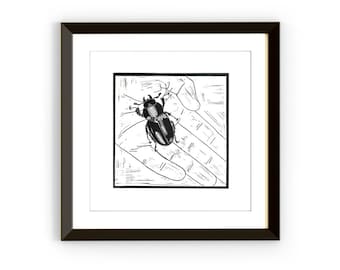 Original Linocut print ‘Kit’s Beetle’