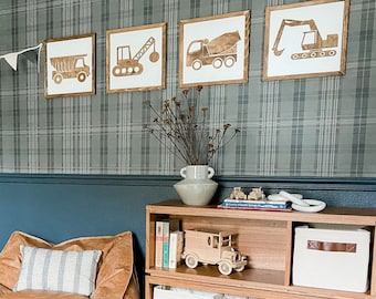 Construction Truck Sign, Wood Truck Art, Boys Bedroom Decor, Truck Nursery, Truck Room Decor, Construction Truck Room Decor