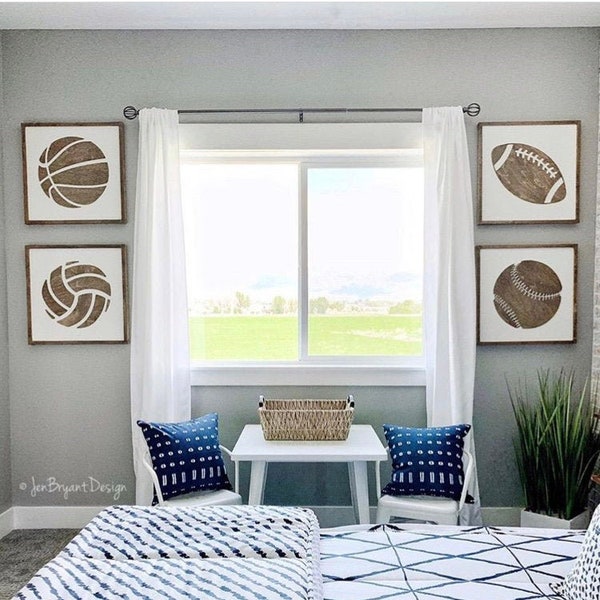 Neutral Sports Wall Decor Etsy