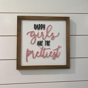 Girls Bathroom Decor, Audrey Hepburn, 3D Laser-Cut Lettering, Girls Wall Decor, Pink Sign, Bathroom Sign, Happy Girls are the Prettiest SIGN