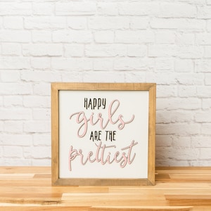 Happy Girls are the Prettiest SIGN, Girls Bathroom Decor, Audrey Hepburn, 3D Laser-Cut Lettering, Girls Wall Decor, Pink Sign, Bathroom Sign