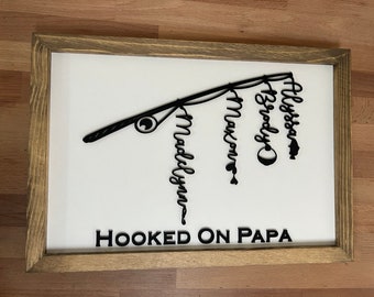 Personalized Fishing Sign, Laser Cut Names, Gift for Grandpa, Fishing Gift for Dad, Fishing Gift for him, Fathers Day Fishing