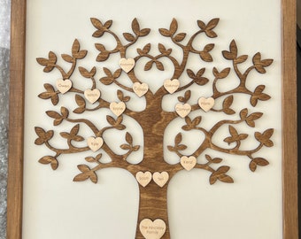 Personalized Family Tree Sign with Names – Custom Wooden Family Roots Decor – 50th Anniversary Gift for Mom and Dad