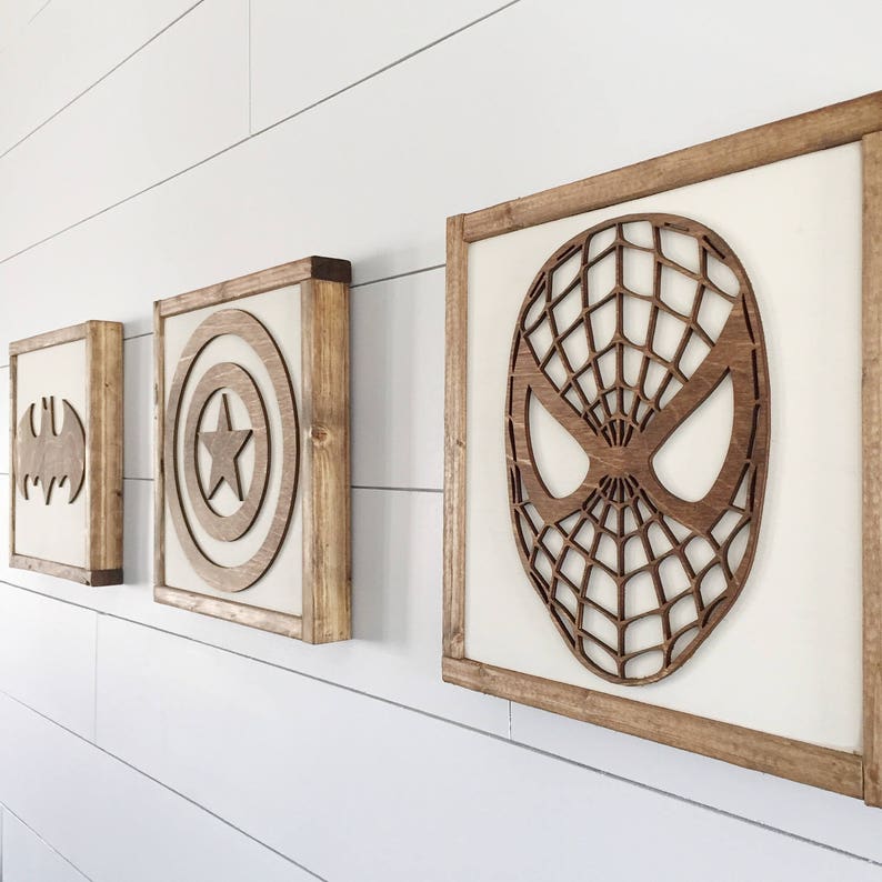 Superhero Sign 16 Superhero Wall Art Boys Bedroom Etsy