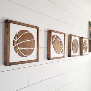 11x11 inch Sports Sign- Sports Decor for Boys Room- Basketball- Baseball- Volleyball- Football- Kids Bedroom Decor- Tennis Ball- Soccer