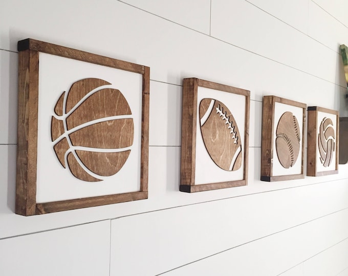 Sports Sign, Sports Bedroom Decor, Basketball, Baseball Wall Art, Football, Kids Bedroom Decor, Boys Room Decor, Sports Theme Nursery