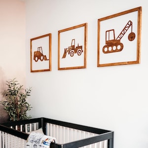 Excavator Sign, Wood Truck Wall Decor, Construction Sign, Construction Birthday Party, Boys Bedroom Decor, Construction Truck Room Decor