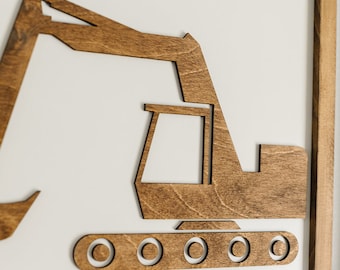 Wood Truck Wall Decor, Construction Sign, Construction Birthday Party, Boys Bedroom Decor, Construction Truck Room Decor, Excavator Sign