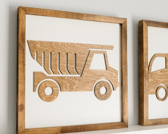 Construction Truck Sign, Wood Truck Signs, Boys Bedroom Decor, Truck Room Decor, Construction Truck Room Decor, Dump Truck, Wood Truck Art