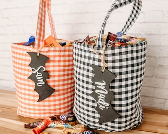 Halloween Trick-or-Treat Bag with Personalized Bat Tag, Personalized Trick or Treat Bags, Trick or Treat Bag, Trick or Treat